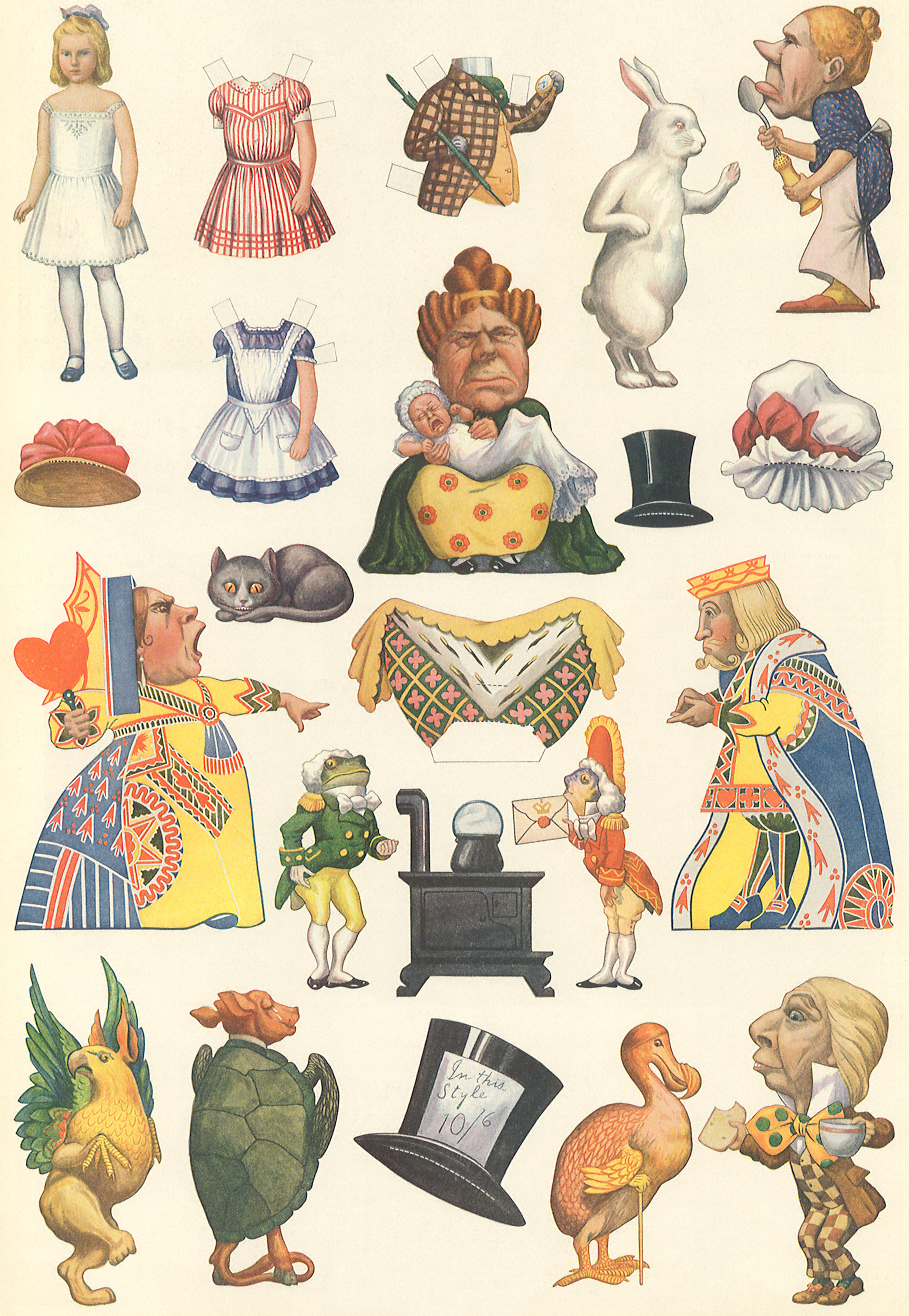 alice in wonderland paper dolls