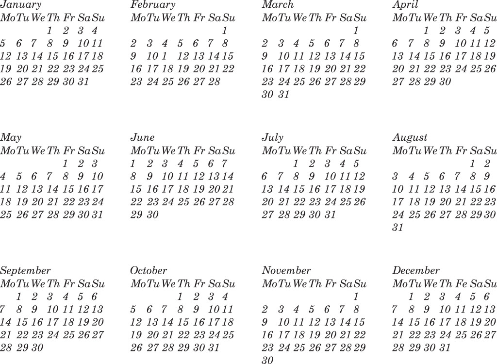 Free 2015 Calendar Photoshop Brushes