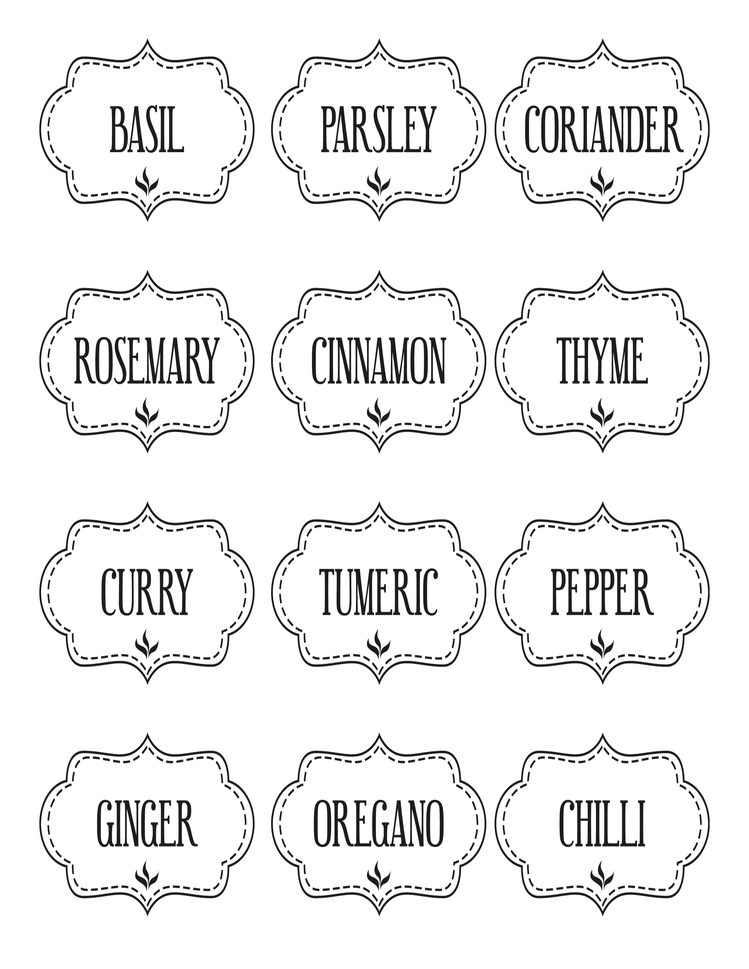 Free Printable Blank Spice Labels