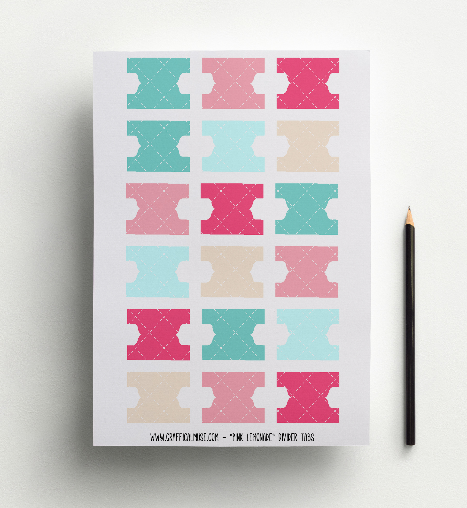 Divider Tabs - Pink Lemonade - Planner Printables