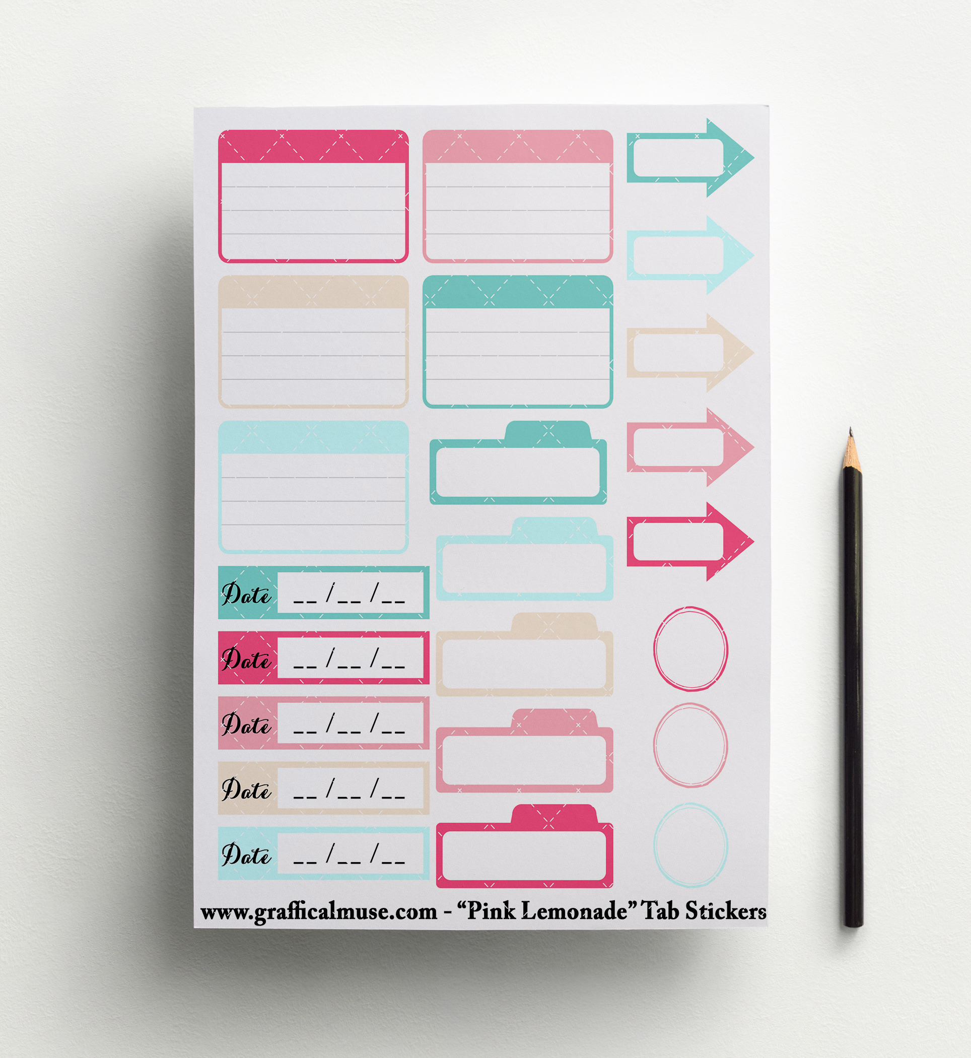Label Stickers - Pink Lemonade - Planner Printables